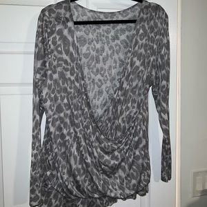 NWOT Lane Bryant Gray Animal Print Faux Wrap Shirt Size 18/20